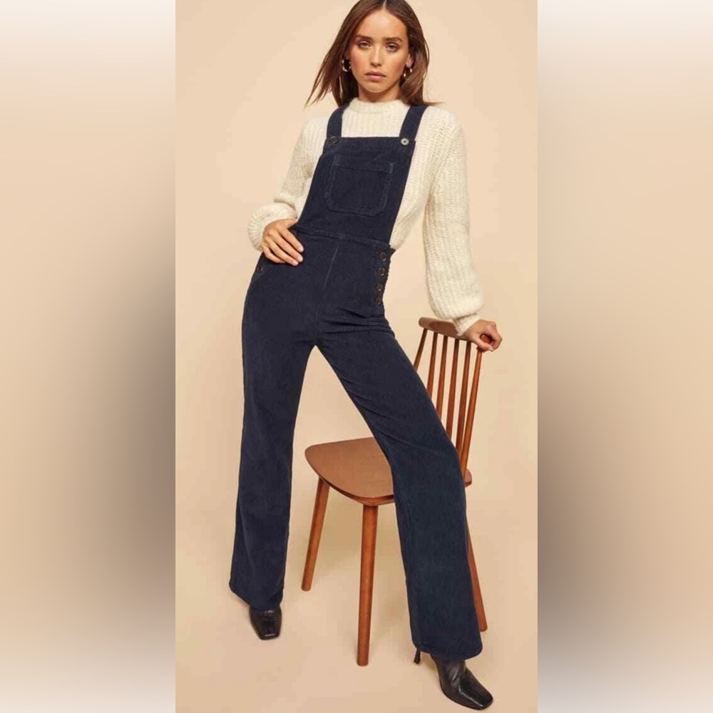 NWT Reformation size 6 Corduroy overalls in blue